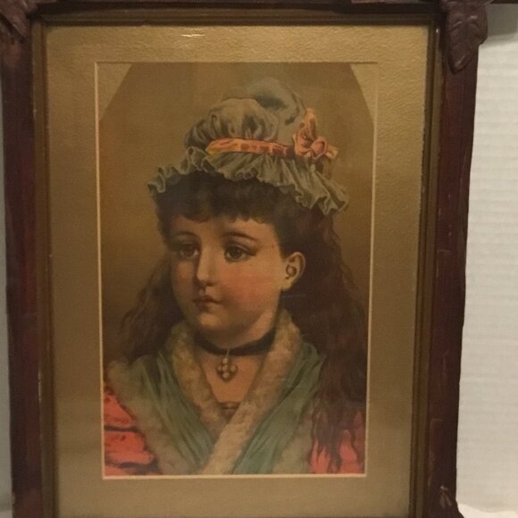 Gorgeous antique framed picture of little girl - tramp or prison art frame - Picture 2 of 9